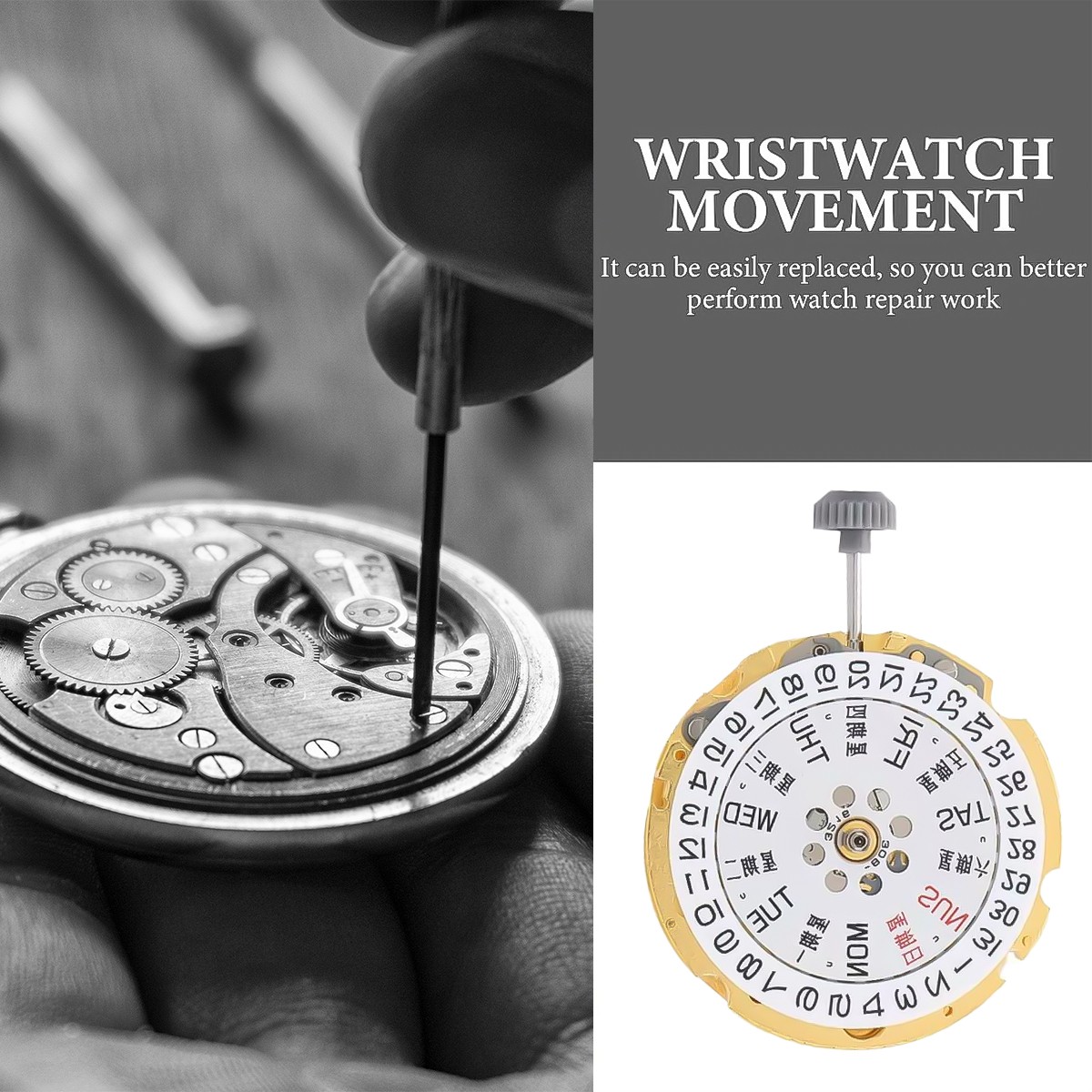 Original 8215 Watch Automatic Movement 21 Jewels, Date at 3 + Extra Parts