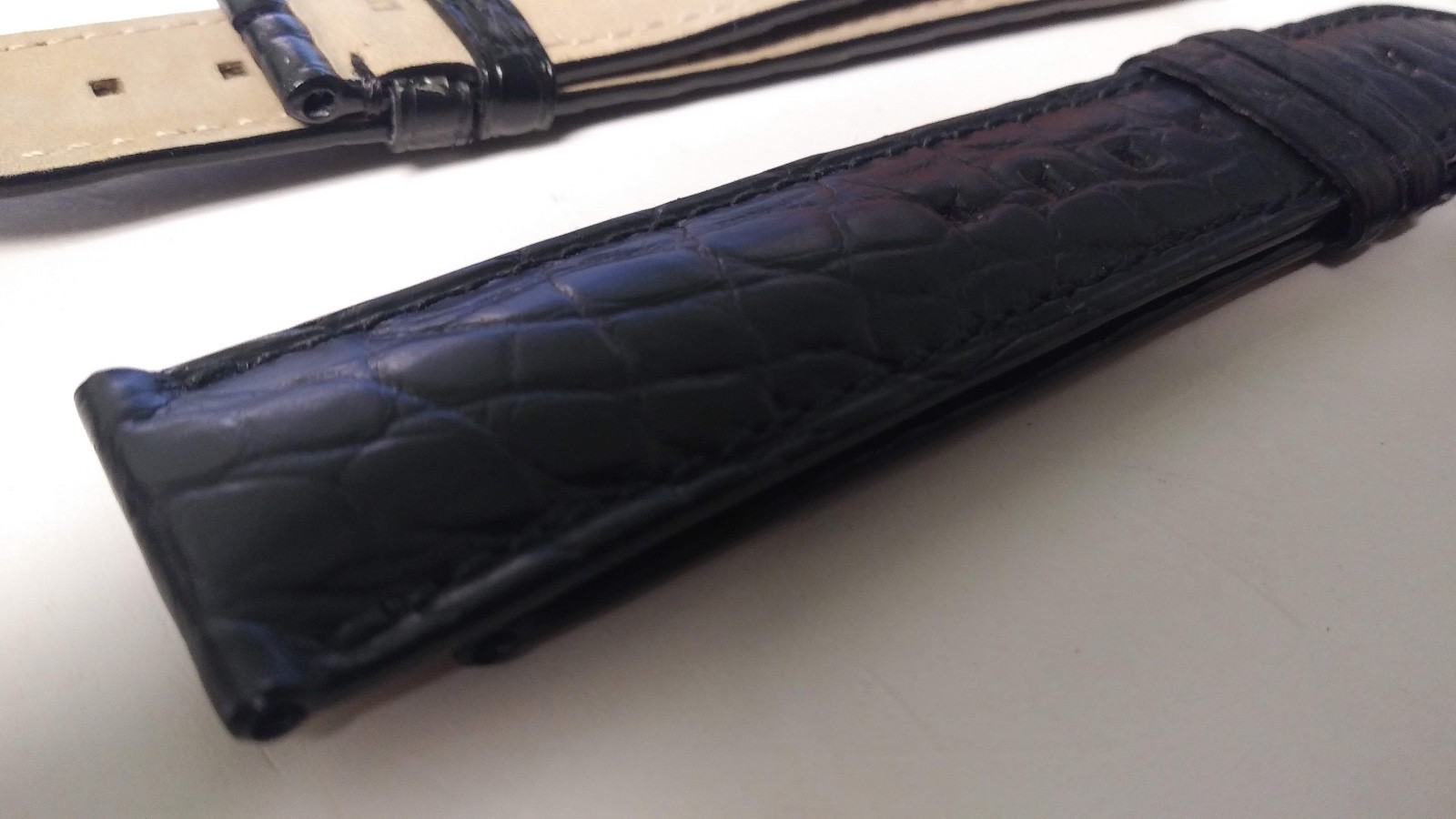 Genuine Montblanc Band Black with black Stitch Alligator 20/18mm NEW