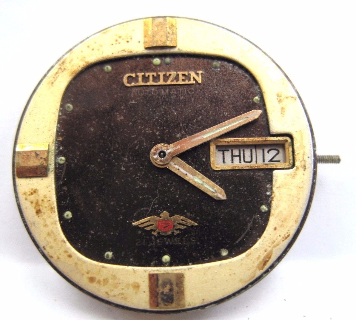 Antique Gents Citizen Auto Day/Date Watch Movement 21 jewels. 26 mm
