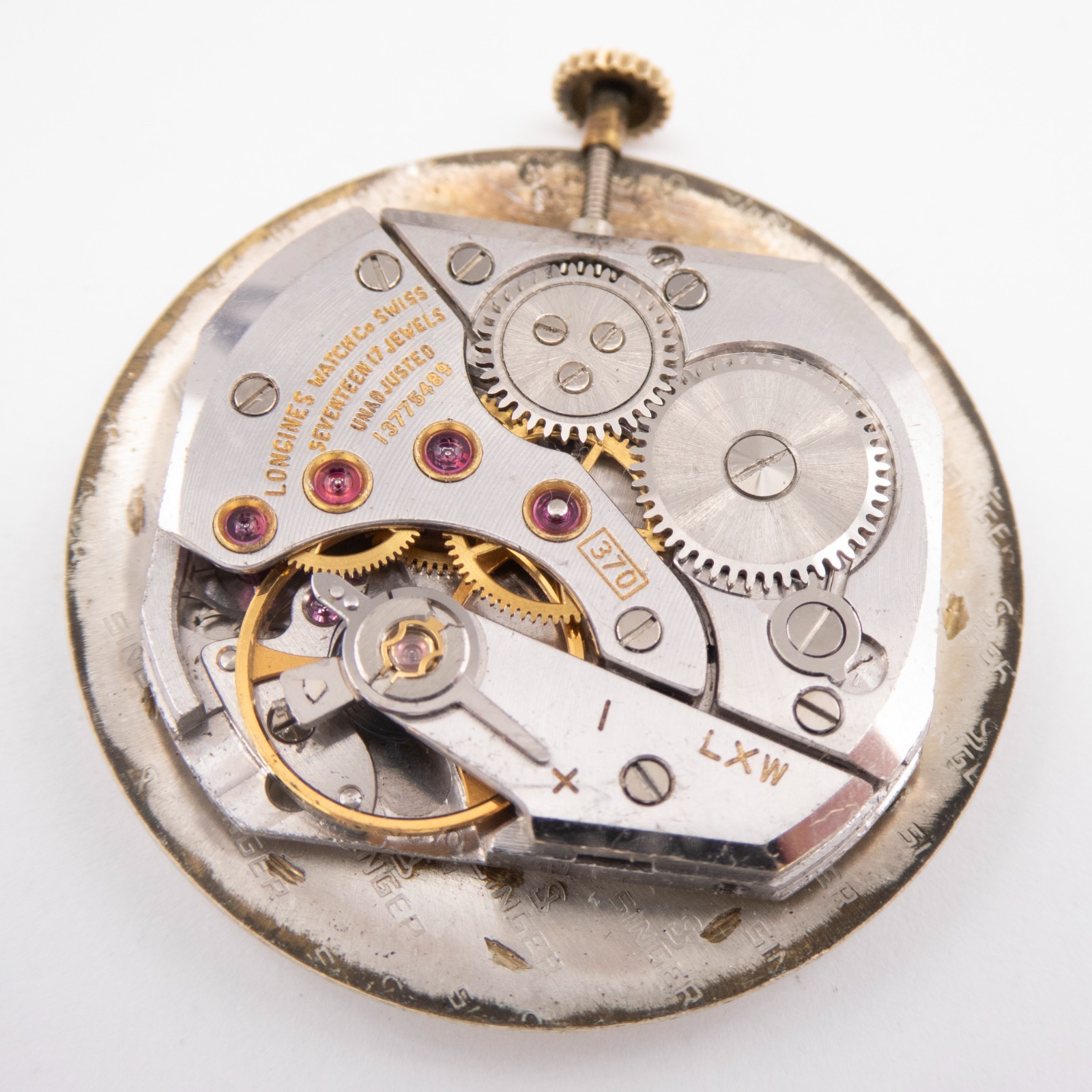 Vintage Longines Caliber 370 17-Jewel Wristwatch Movement, Runs