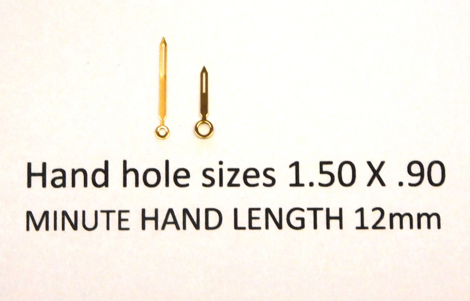 Skeleton pencil watch hands GILT 1.10 x .65 , 1.20 x .70 or 1.50 x .90 x 1 pr.