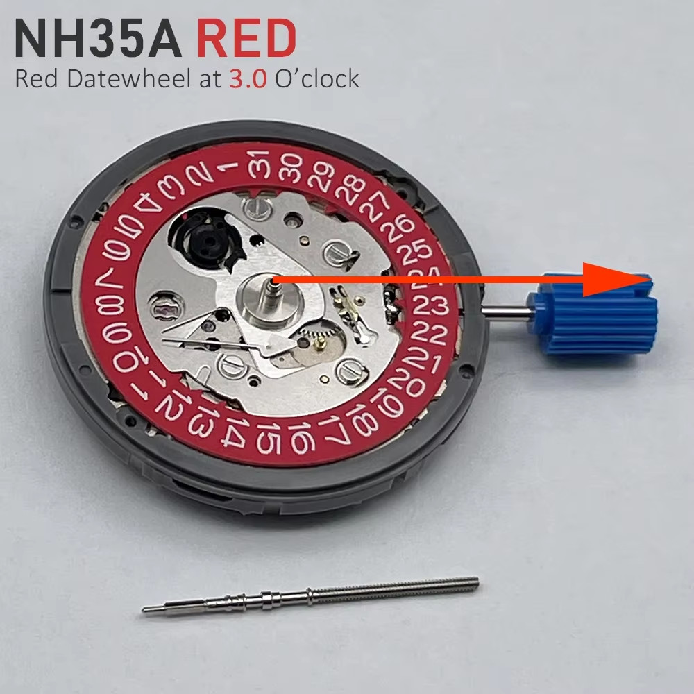 Mechanical Movement Modified Red Datewheel 3.0/3.8 Crown Japan Mod NH35A Disc