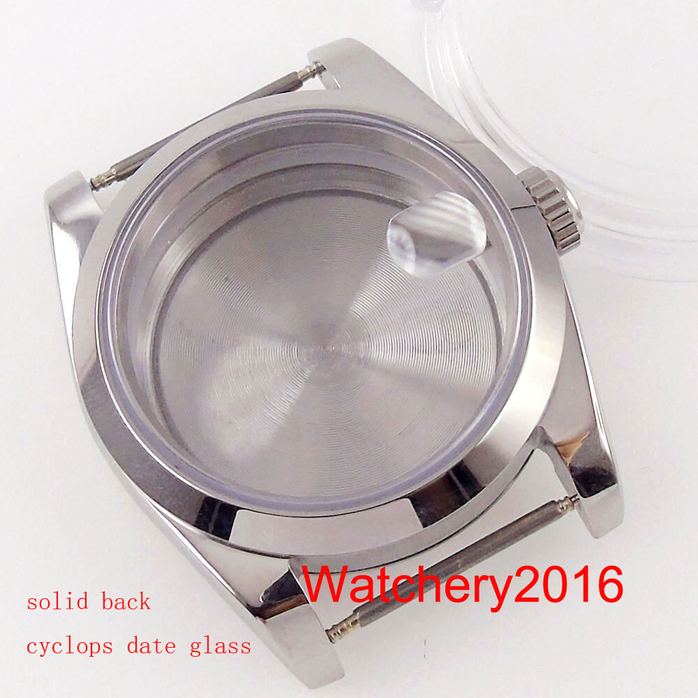 36mm Polish Watch Case Fit NH35 NH36A MIYOTA 8215 DG MINGZHU 2813 Green Gasket