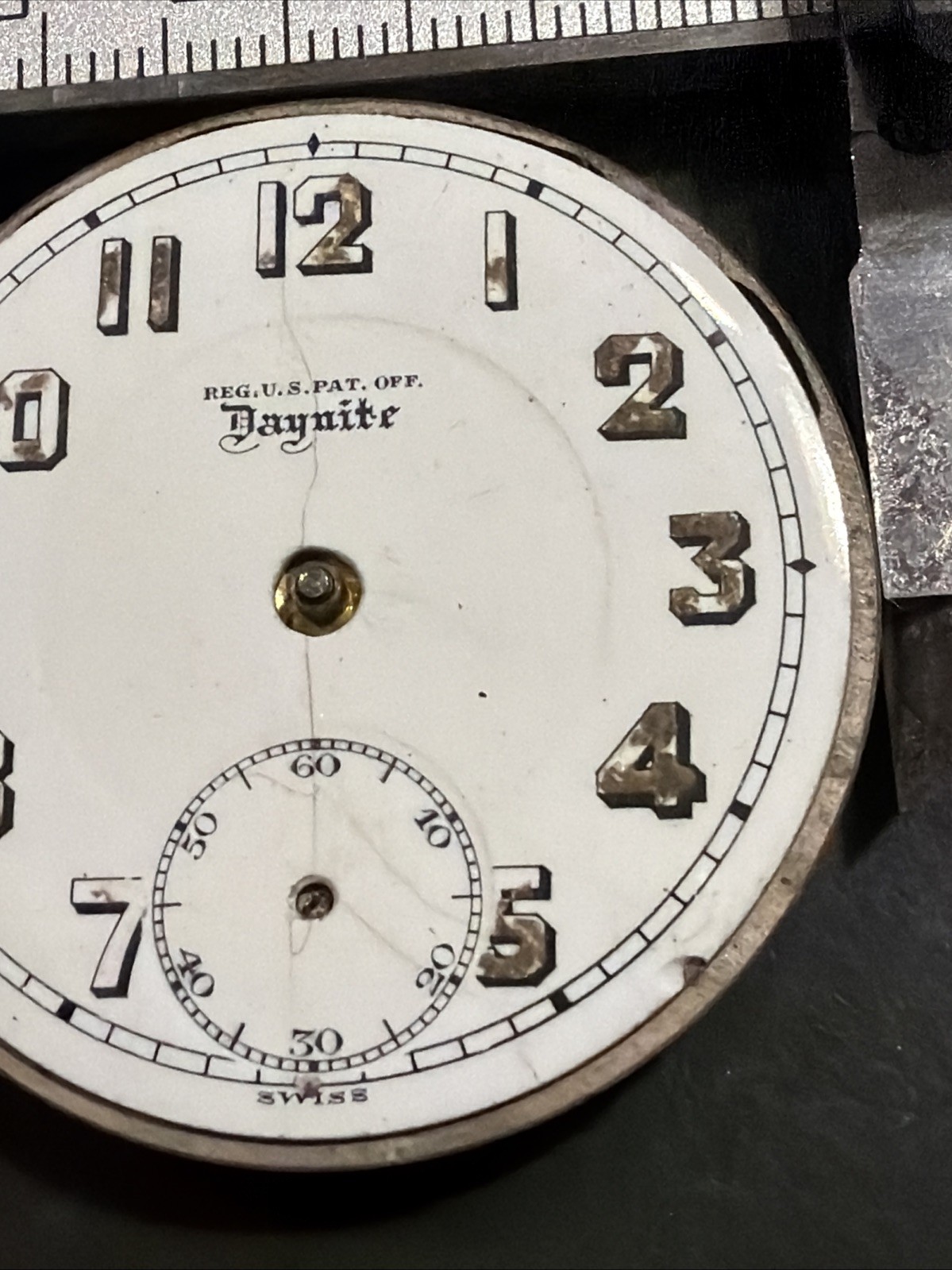 AM43 VTG Barclay Daynite 7j Pocket Watch Movement 42mm – Parts/Repair As Is**