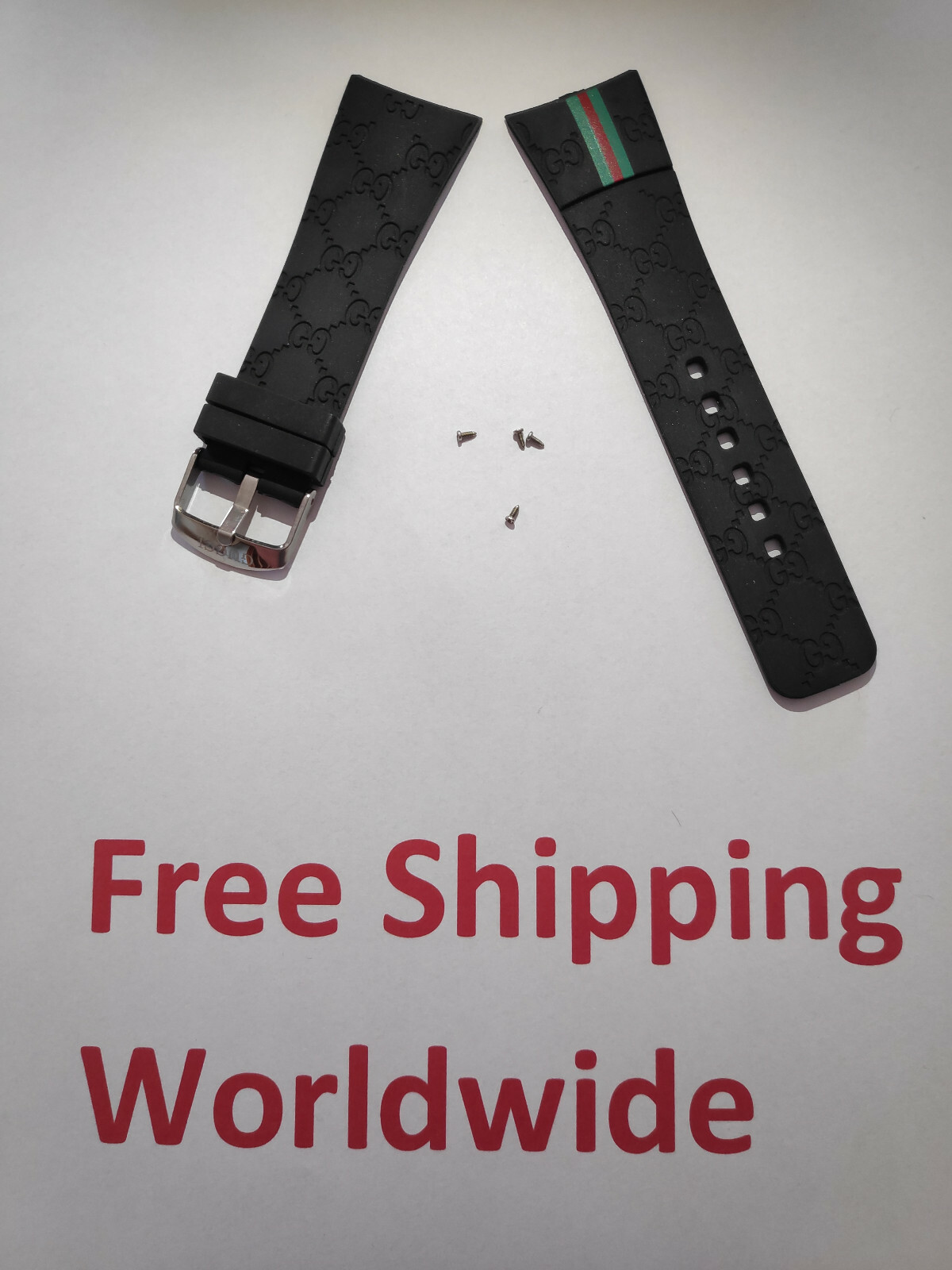 Rubber Watch Band Strap replacement For Gucci Digital watch 26mm with 4 screw