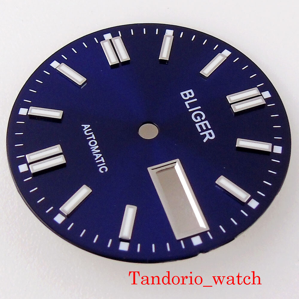 New 29mm Stainless Steel Watch Dial For NH36A Movement Date Week Window Luminous