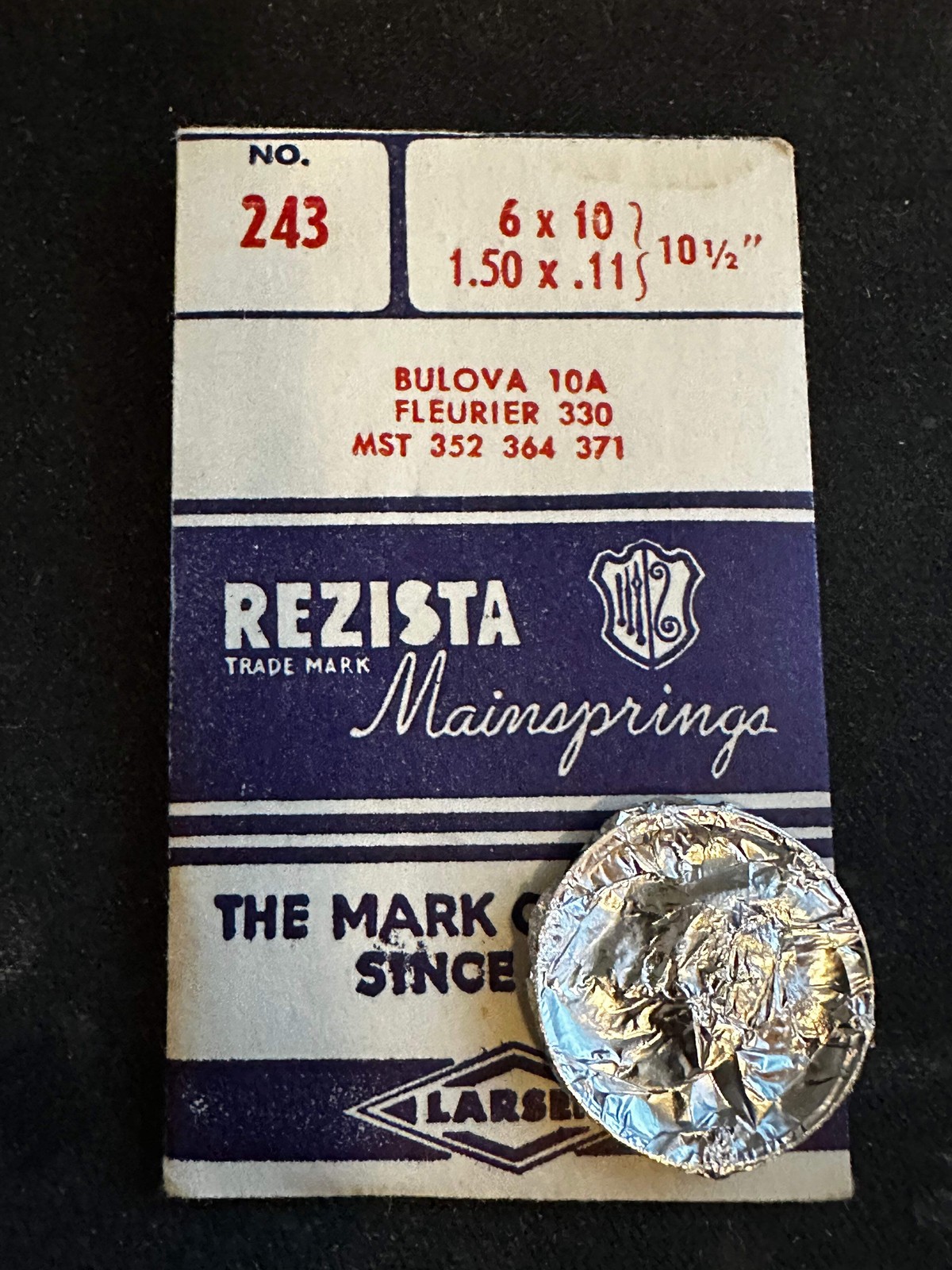 Rezista Mainspring #243 for Bulova 10A, Fleurier 330, MST 352, 364, 371 movement