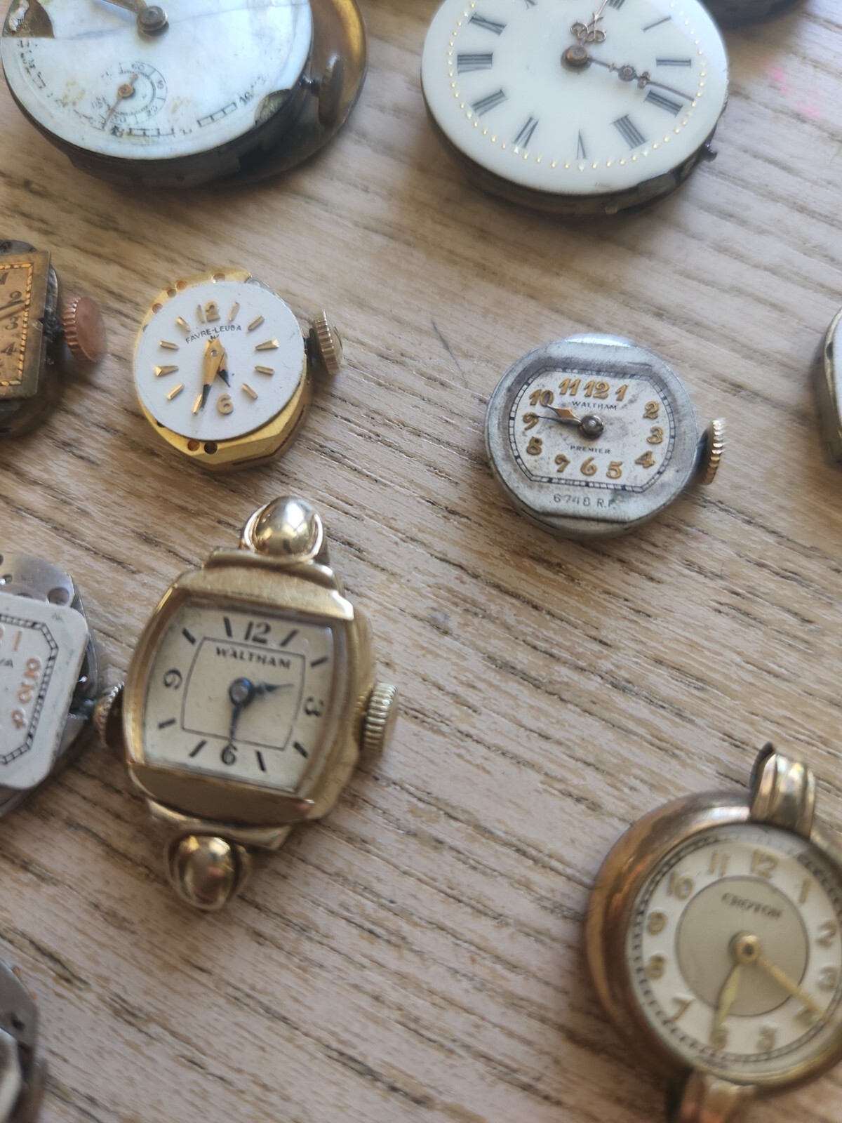 Vintage lot Watch Movements Parts Bands Covers Bulova Waltham Elgin