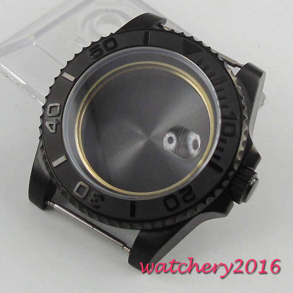 40mm Black PVD Watch Case Fit NH35 NH36 Miyota8215 DG2813 ETA2824 Sapphire Glass