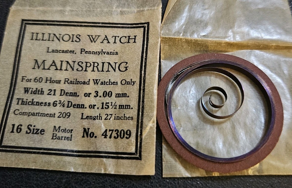 16s Illinois 47309 Bunn Special 60 Hour Mainspring