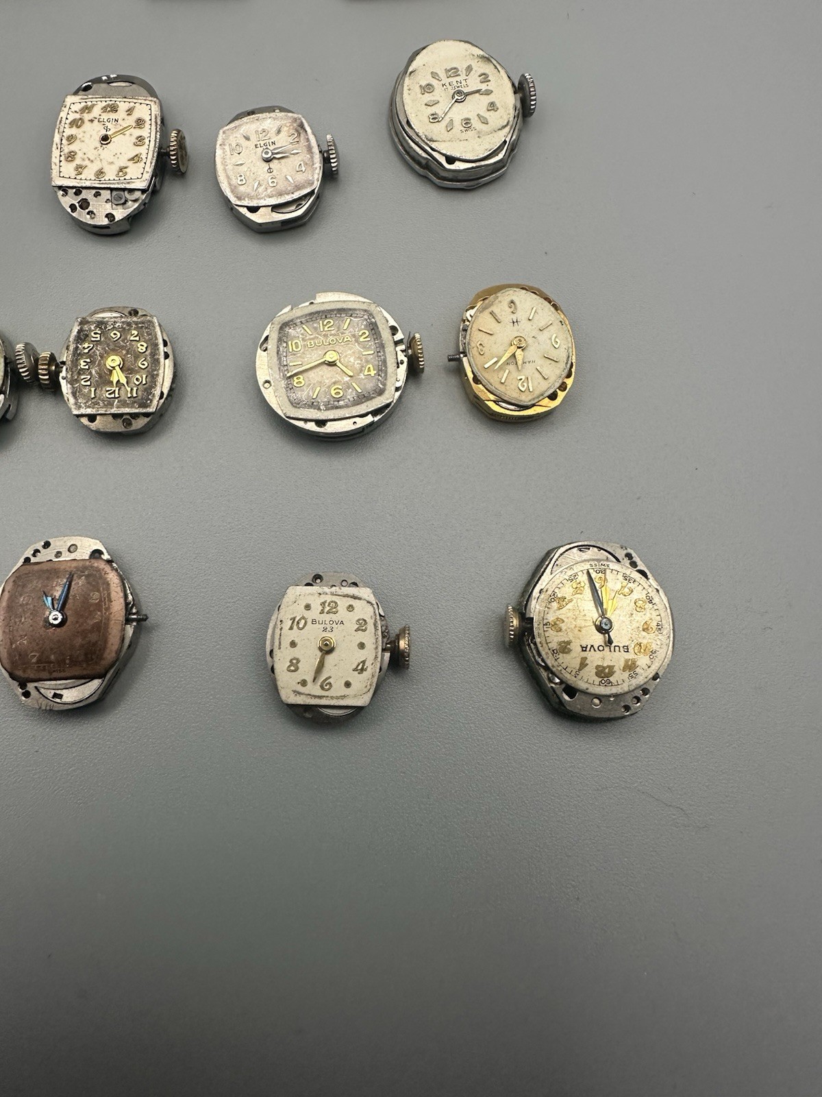 Lot of 22 Vintage Ladies Watch Movements For Parts Elgin Bulova Waltham Hamilton