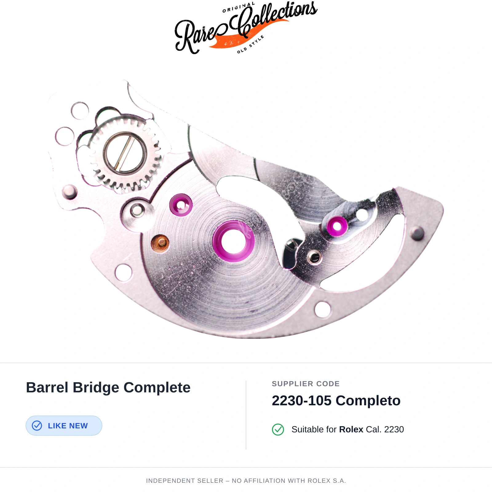Barrel Bridge Complete for Rolex (cod. 2230-105 Completo) — Excellent Condition