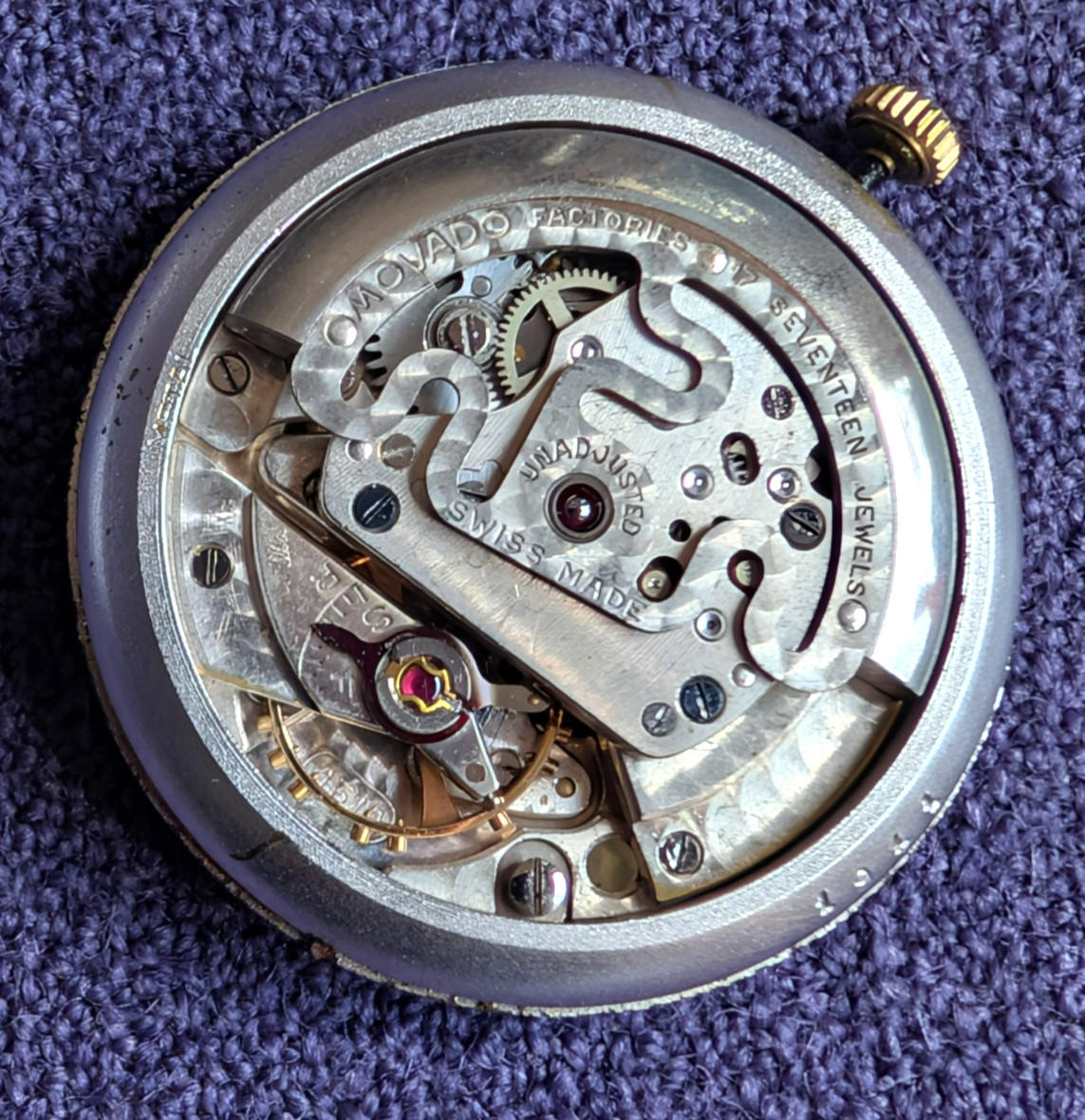 Vintage Movado Cal 431A 17j Men’s Automatic Wristwatch Movement for Parts Runs