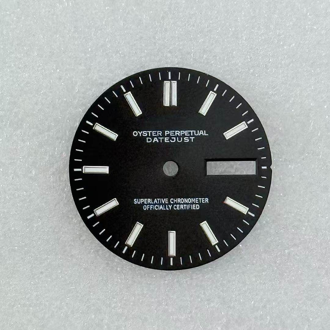 28.5Mm Dual Calendar Watch Dial Green Luminous for Nh36 Movement Watch Parts