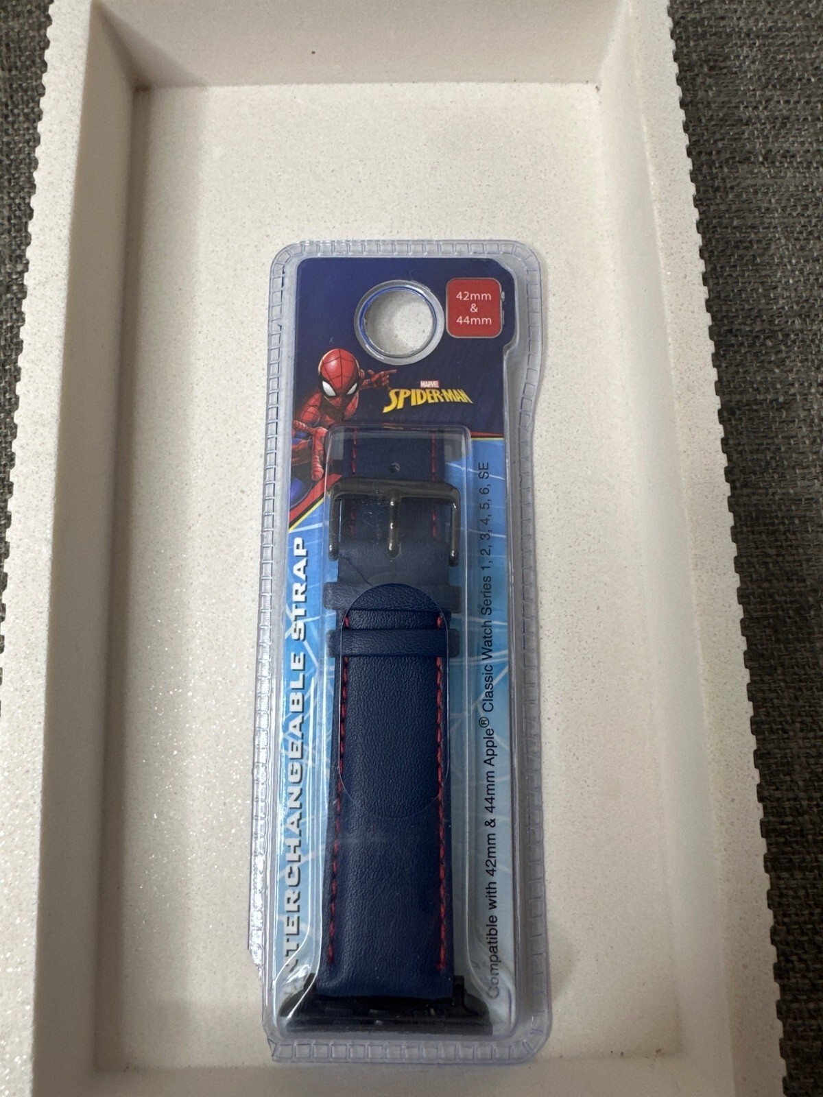 Marvel Spider Man Interchangeable Watch Strap 42mm/44mm Blue Faux Leather