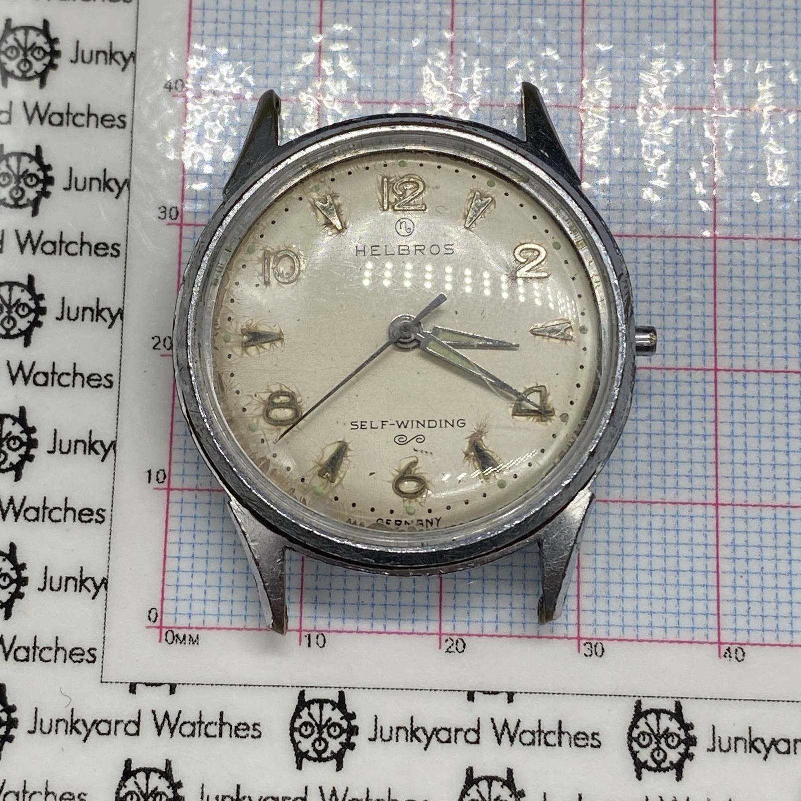 Helbros Self-Winding 48 Otero Watch Movement Repair Parts Spare 9 Jewels Germany