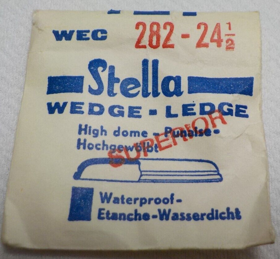 STELLA ROUND WATCH CRYSTAL WATCHMAKER REPLACEMENT PART 282 24 1/2 WEC #184