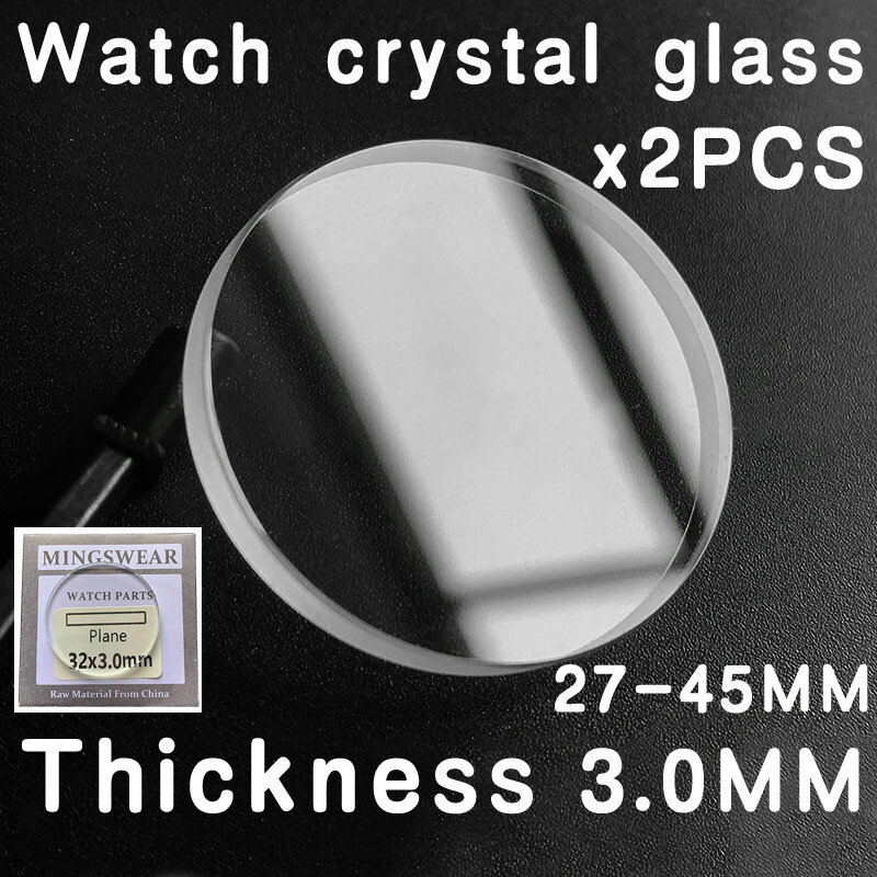 2PCS 3.0mm Clear Flat Watch Glass Lens Mirror Replacement Watch Crystal 27-45mm