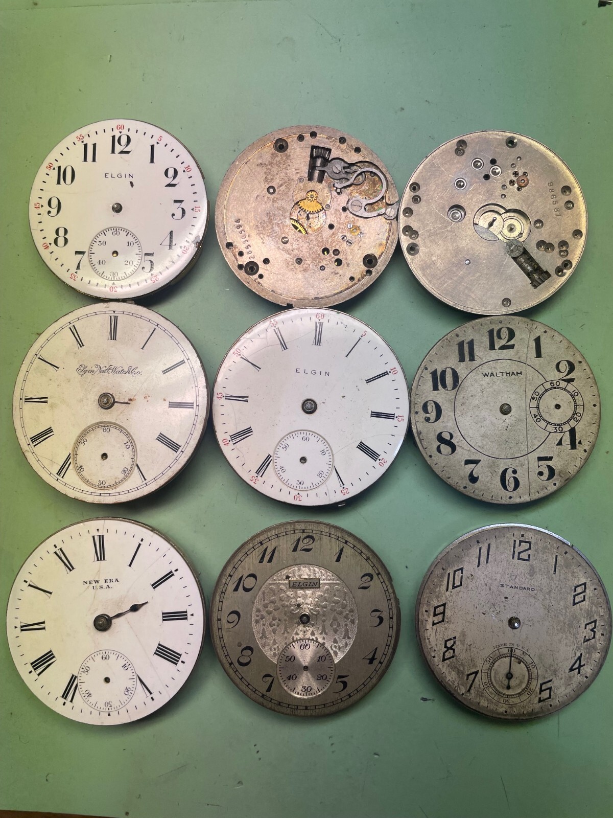 Lot of Elgin, Waltham, Crown – partial movements for spares