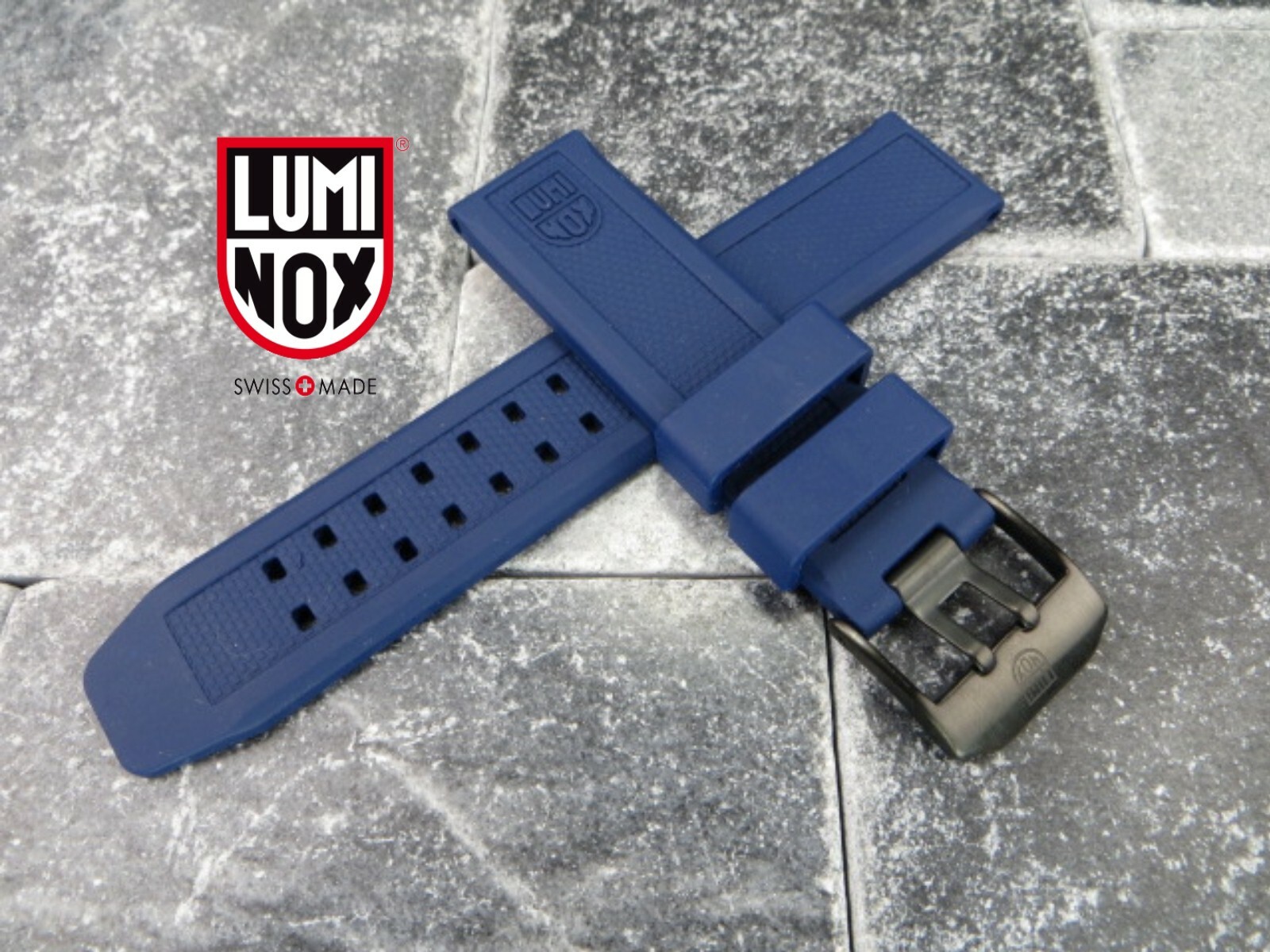 LUMINOX 23mm Rubber Strap A EVO Diver Watch Band 3050 3950 Colormark Blue PVD