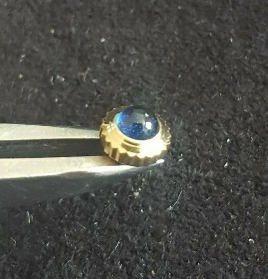 Longines Gold Plated Crown With Blue Cabochon Stone, Part Number KHOR