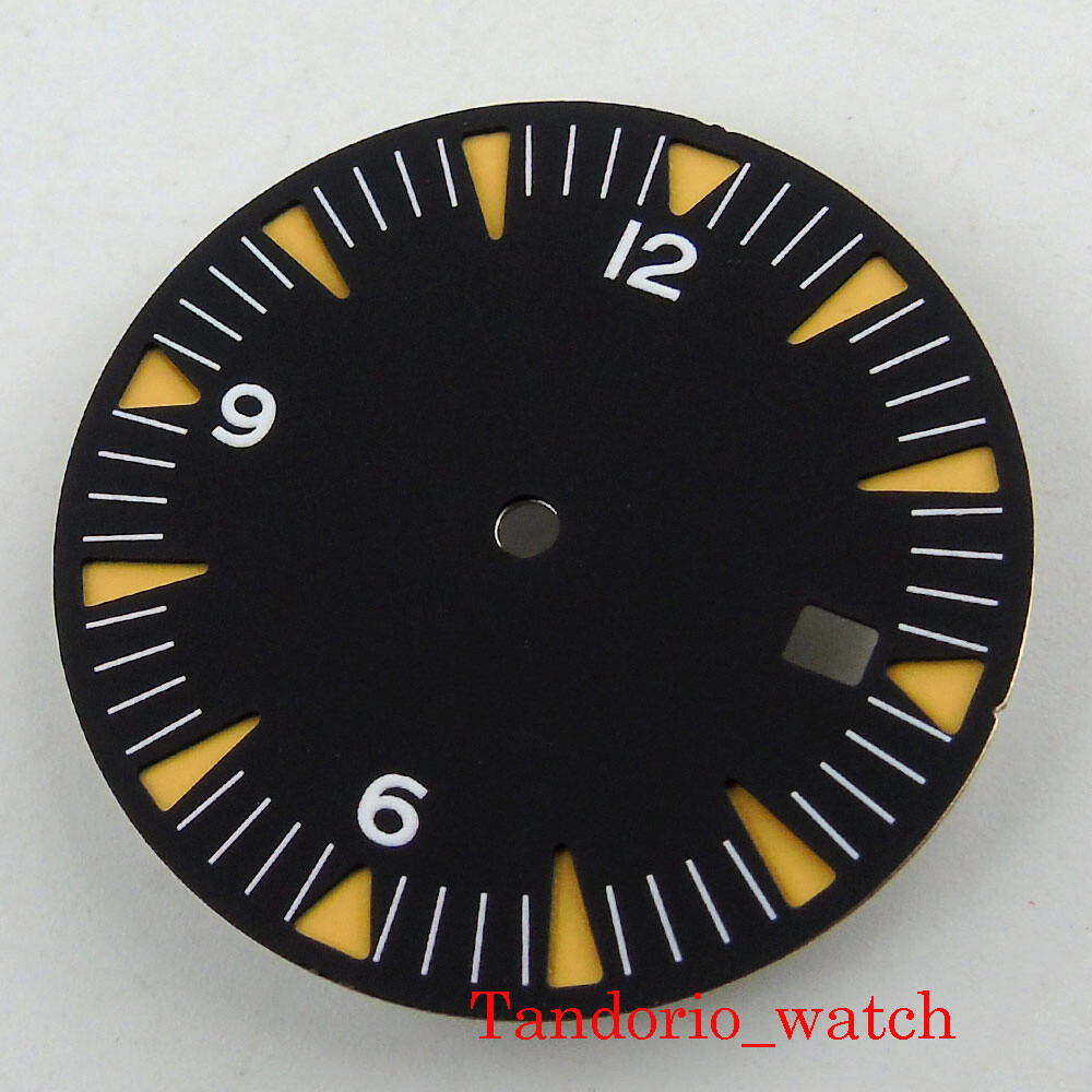 Black/Blue 31mm Watch Dial Parts For NH35 Automatic Movement With Date Window