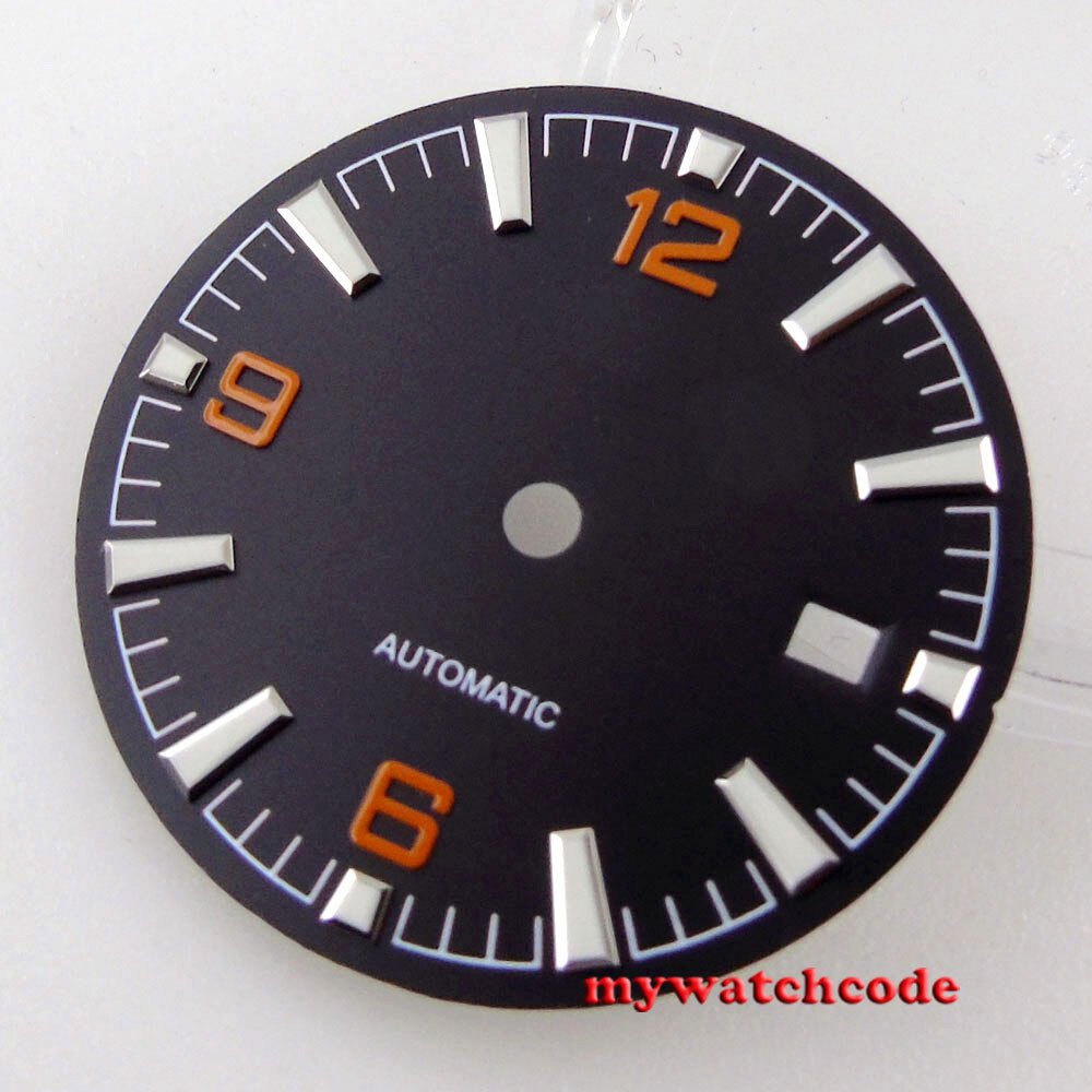 31mm Sterile Black Watch Dial Fit Japan NH35 NH36 ETA 2836 2824 Miyota 8215 8205