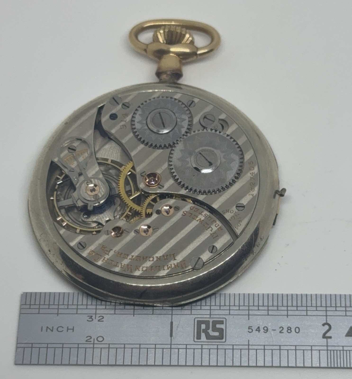 Hamilton Pocket Watch 914 Movement 17 Jewels 3 Positions 1917 12s Does Not Run