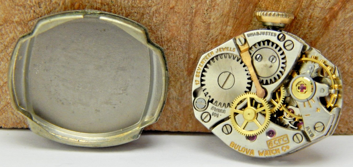 Vintage 1961 Bulova 6CFC 17 jewel ladies wrist watch movement with dial & hands