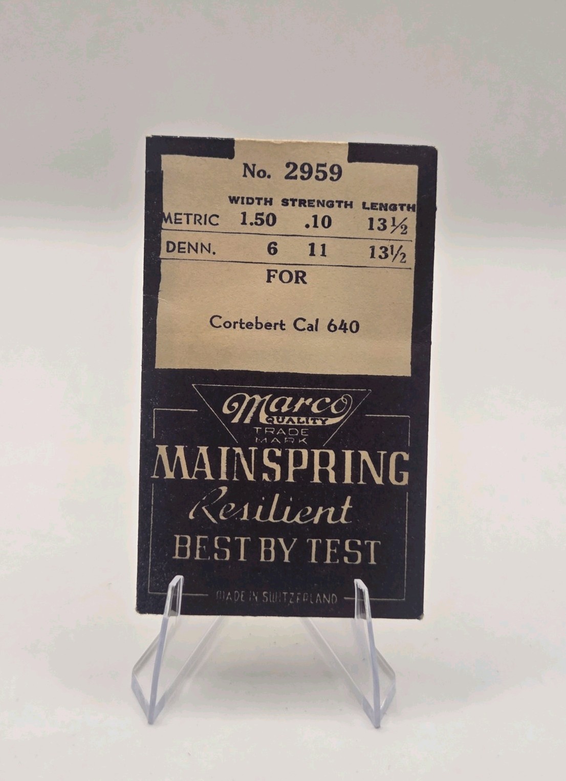 NOS Marco Mainspring 2959 For Cortebert Cal 640 – Denn 6 x 11 x 13-1/2