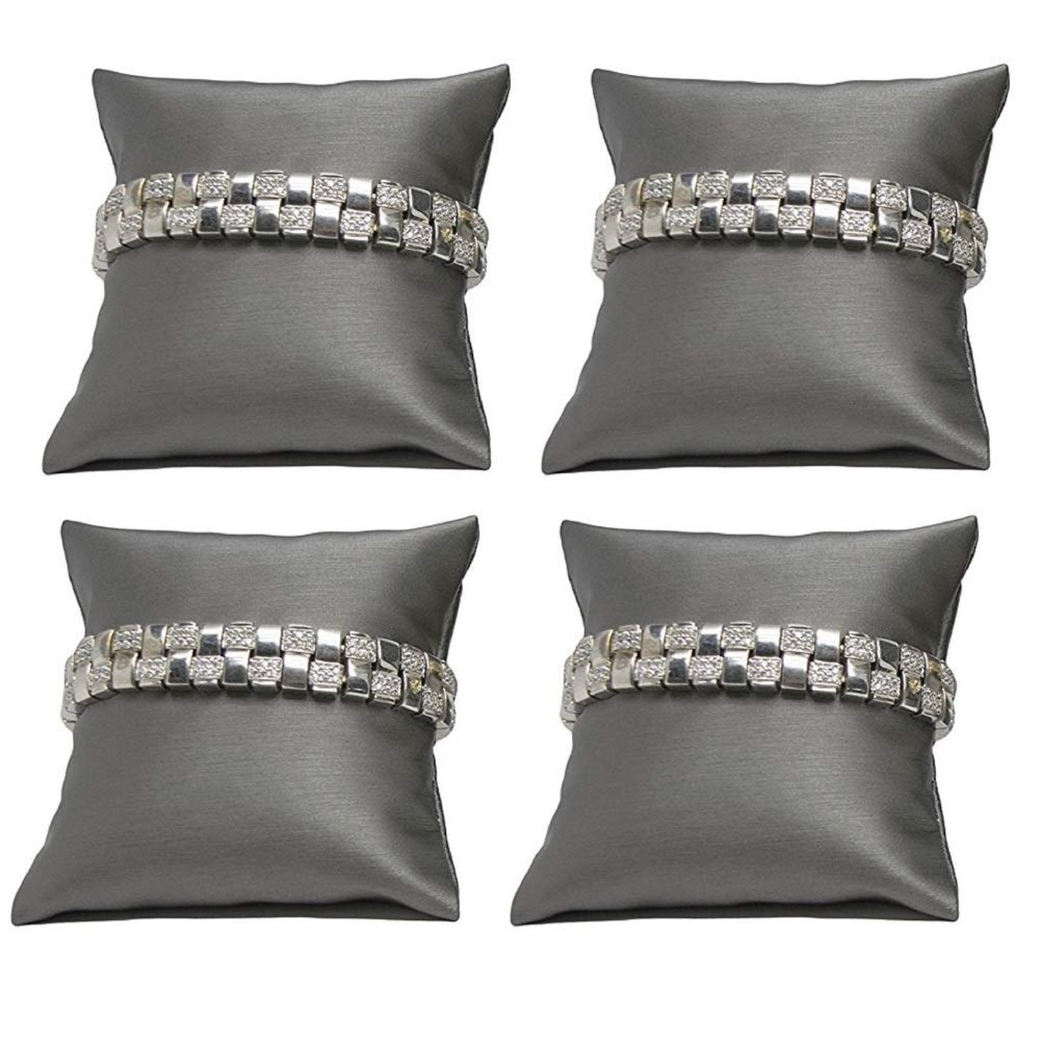 888 Display® 4-Pieces Bracelet Watch Pillow Jewelry Displays (4″ x 4″, Stee