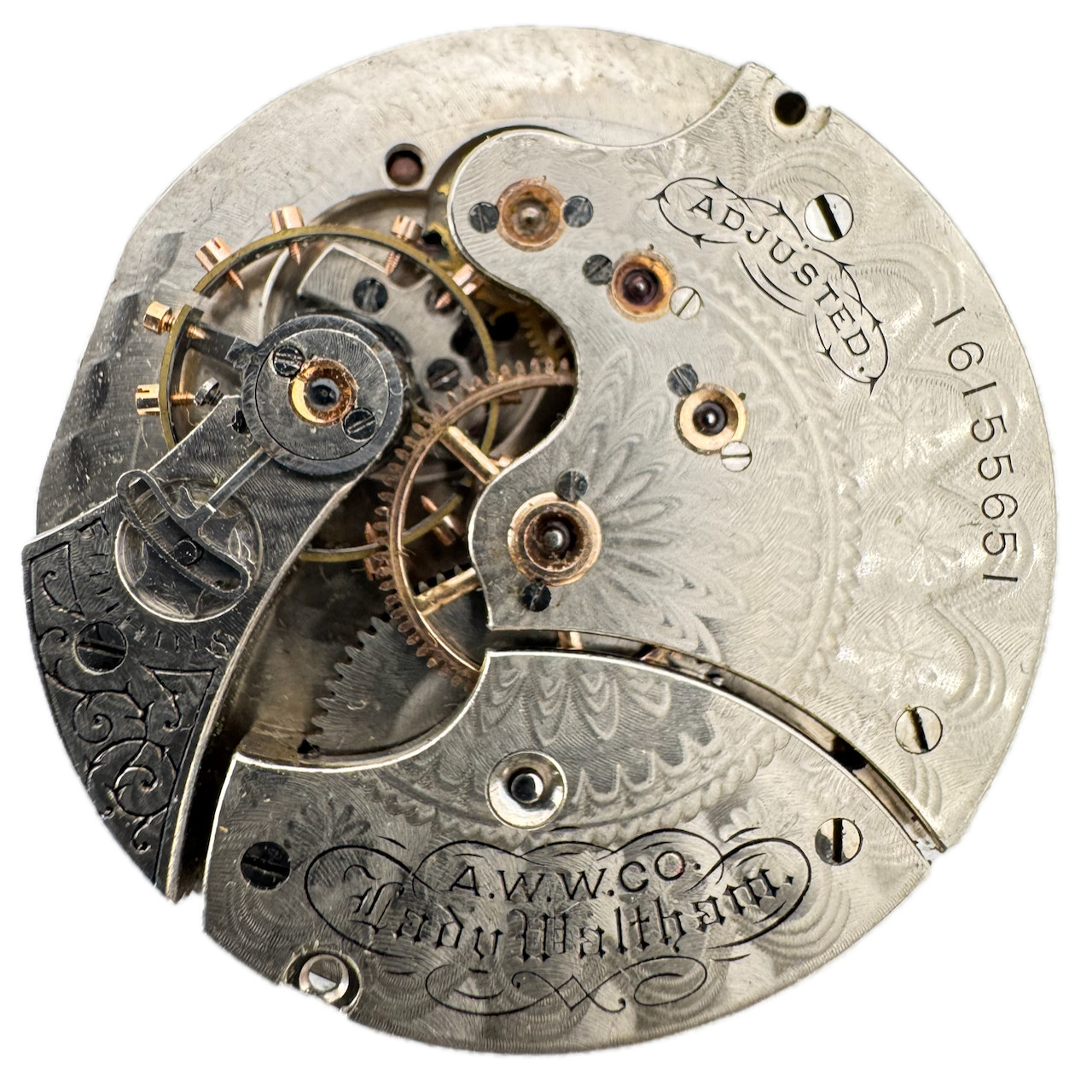 Antique 6s 1907 Waltham 16j Hunter Pocket Watch Movement Lady Waltham USA