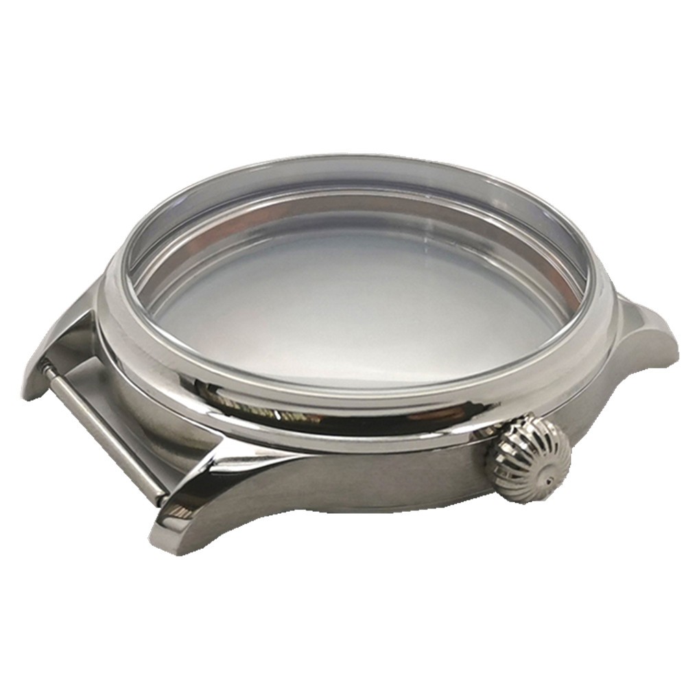 Silver 44mm Stainless Steel Watch Case For ETA6497/6498 Movement Replacement zz