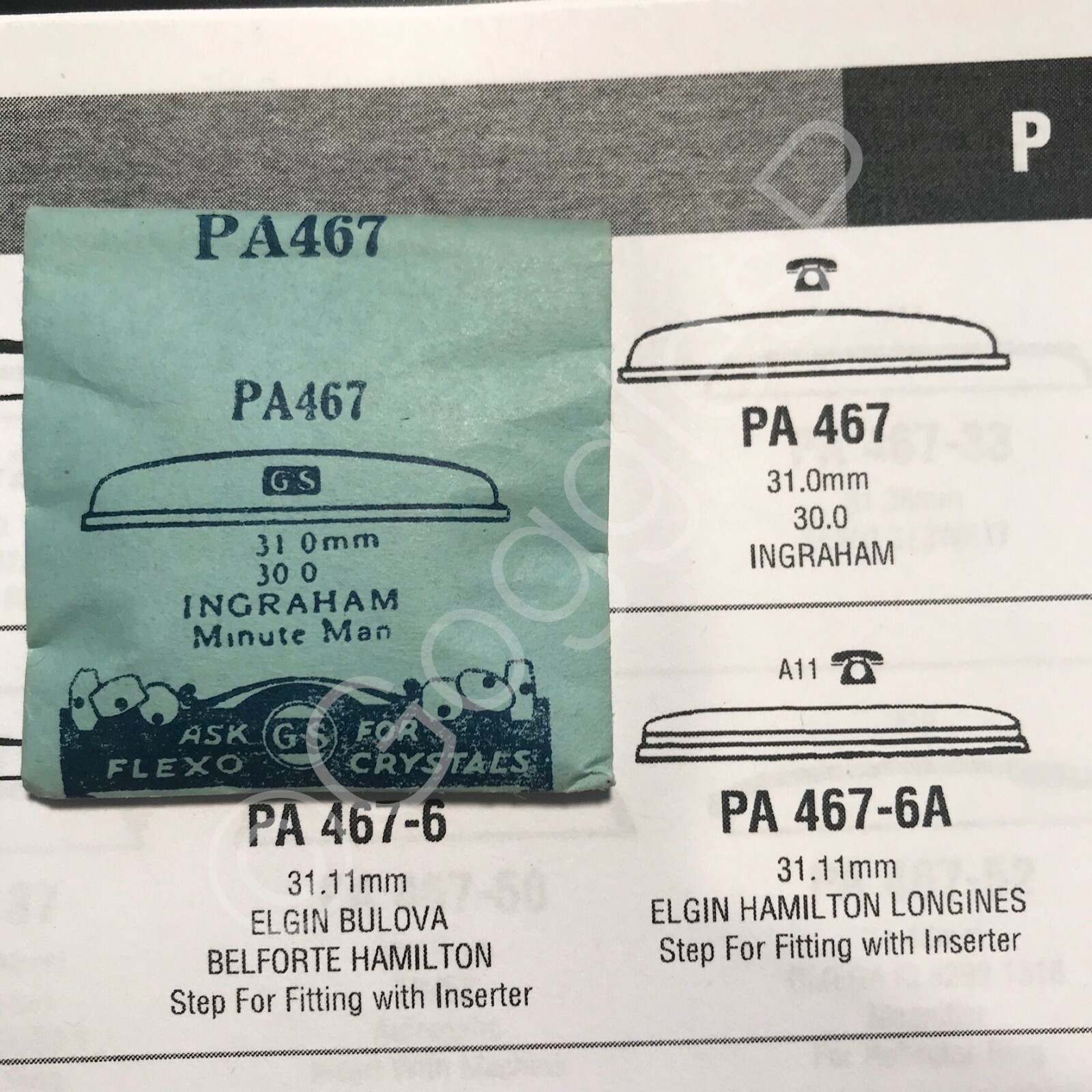 GS Round Replacement Crystals (PA Series) for Ingraham Watches – NOS