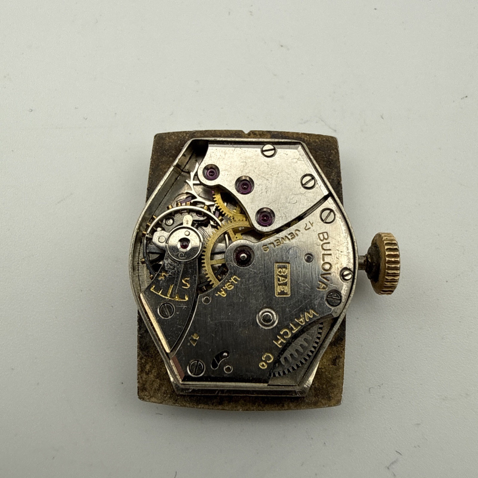 Bulova 8AE 21j Mechanical Watch Movement- For Repair / Parts