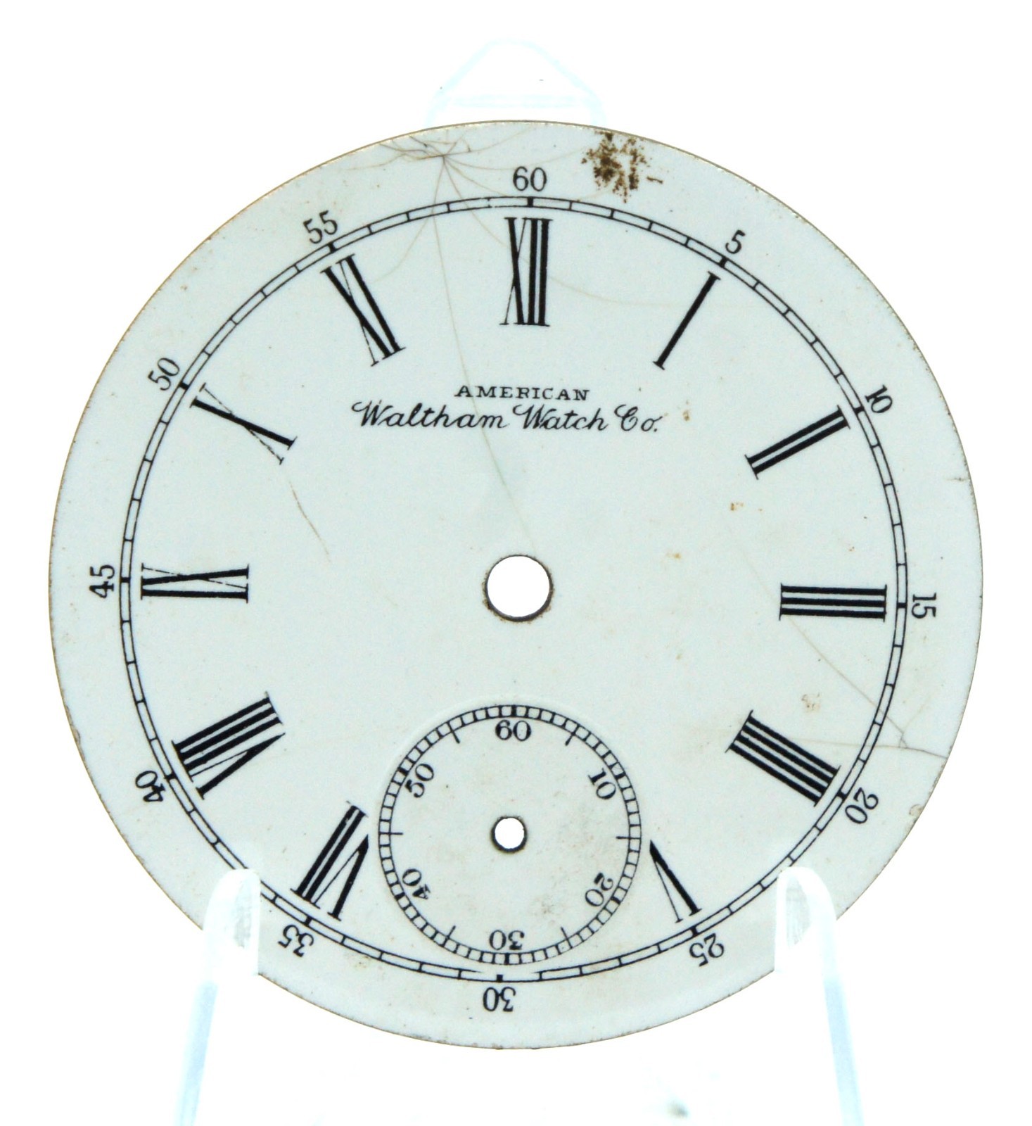 NICE 43.2 mm VINTAGE POCKET WATCH DIAL AMERICAN WALTHAM W CO ROMAN NUMERALS