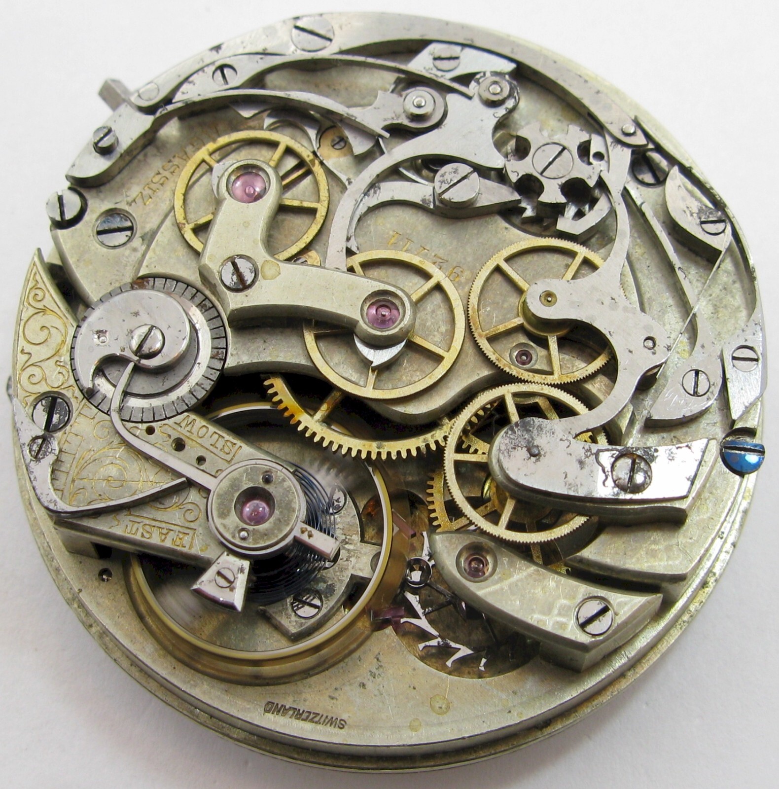 Agassiz Pocket Chronograph watch Movement 92711 for parts … 16s diam. 41.9 mm