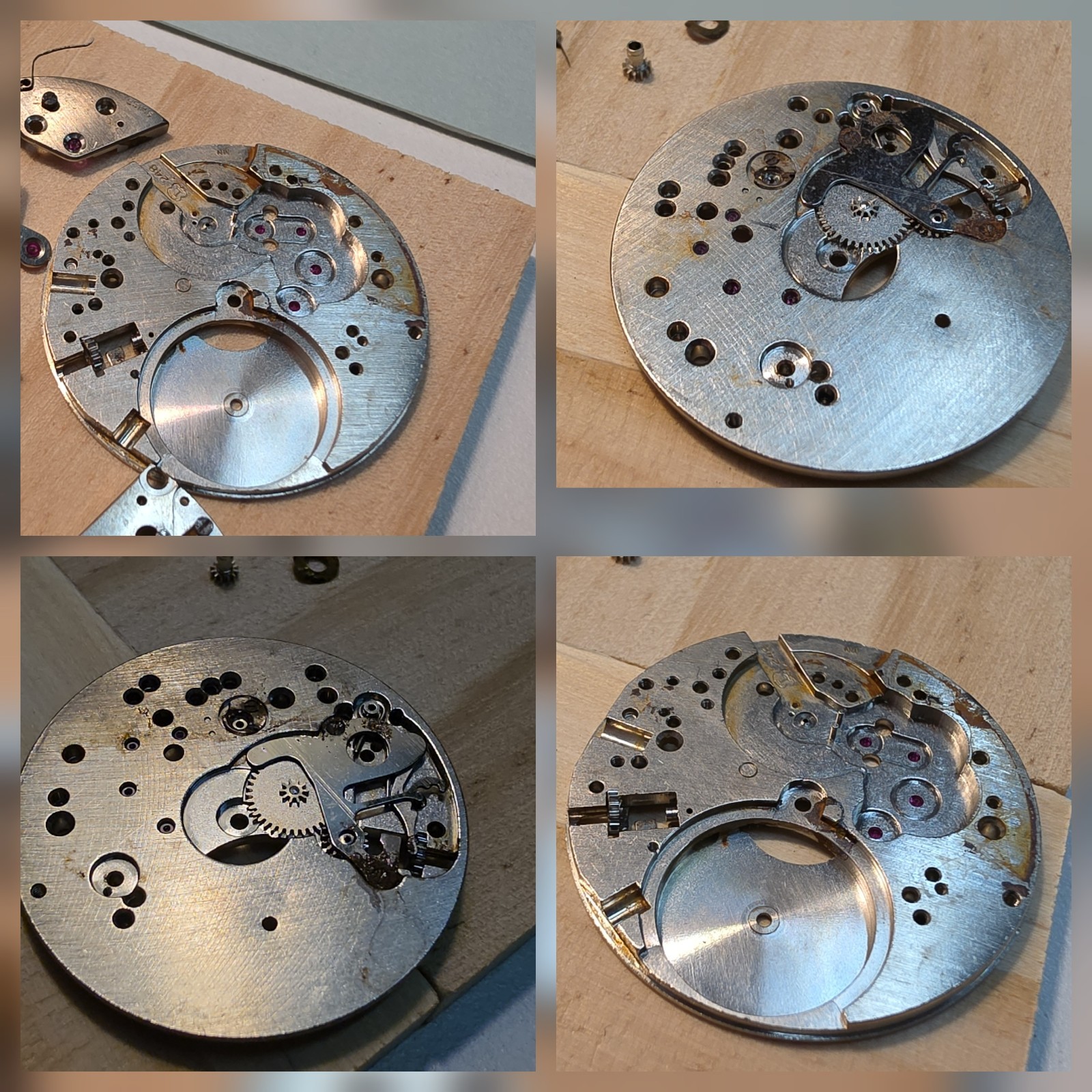 Lot Of Zodiac Cal 50/Landeron 248 Chrono Movement Parts-Balance Wheel, Bridges..