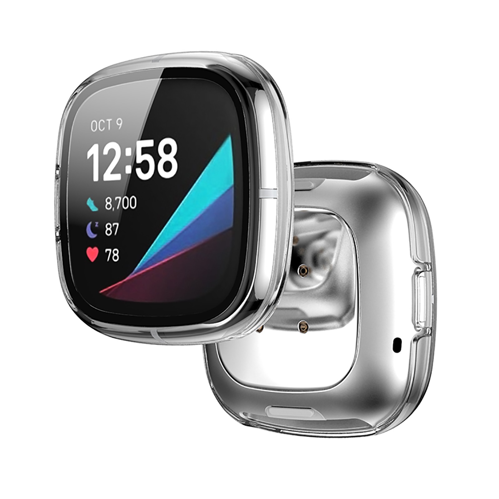 Watch Case PC+Tempered Film Case Protective Case for Fitbit Versa 3/Sense