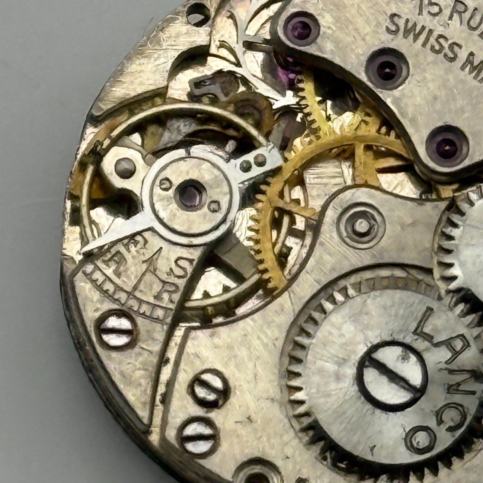 Lanco Watch Movement 15 Rubis Swiss Manual Wind Vintage Parts Repair 19.6mm