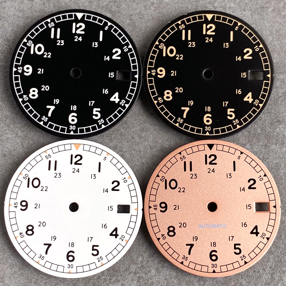 29mm Tandorio Pilot Style Watch Dial Face Fit for NH35 NH36 Automatic Movement
