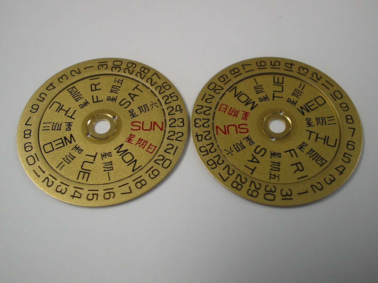 ETA 2836-2 various day and date discs, chose 2 sets of your choice