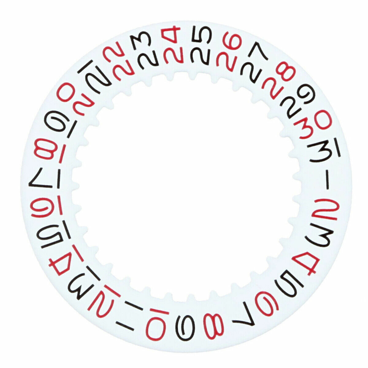 Date Disc For Rolex Non Quick 1530-1570 Movement White With Red/Black Numbers