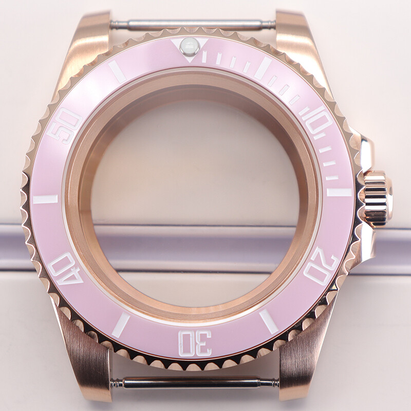 40mm Rose gold Watch Case+ Sapphire Glass Stainless Steel For Seiko Nh35 2824