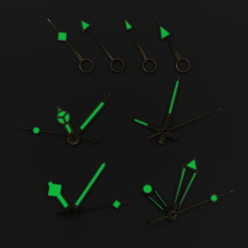 Bronze Color Hands Green Lume for NH34 35 36 ETA2824 PT5000 Movement Watch Hand