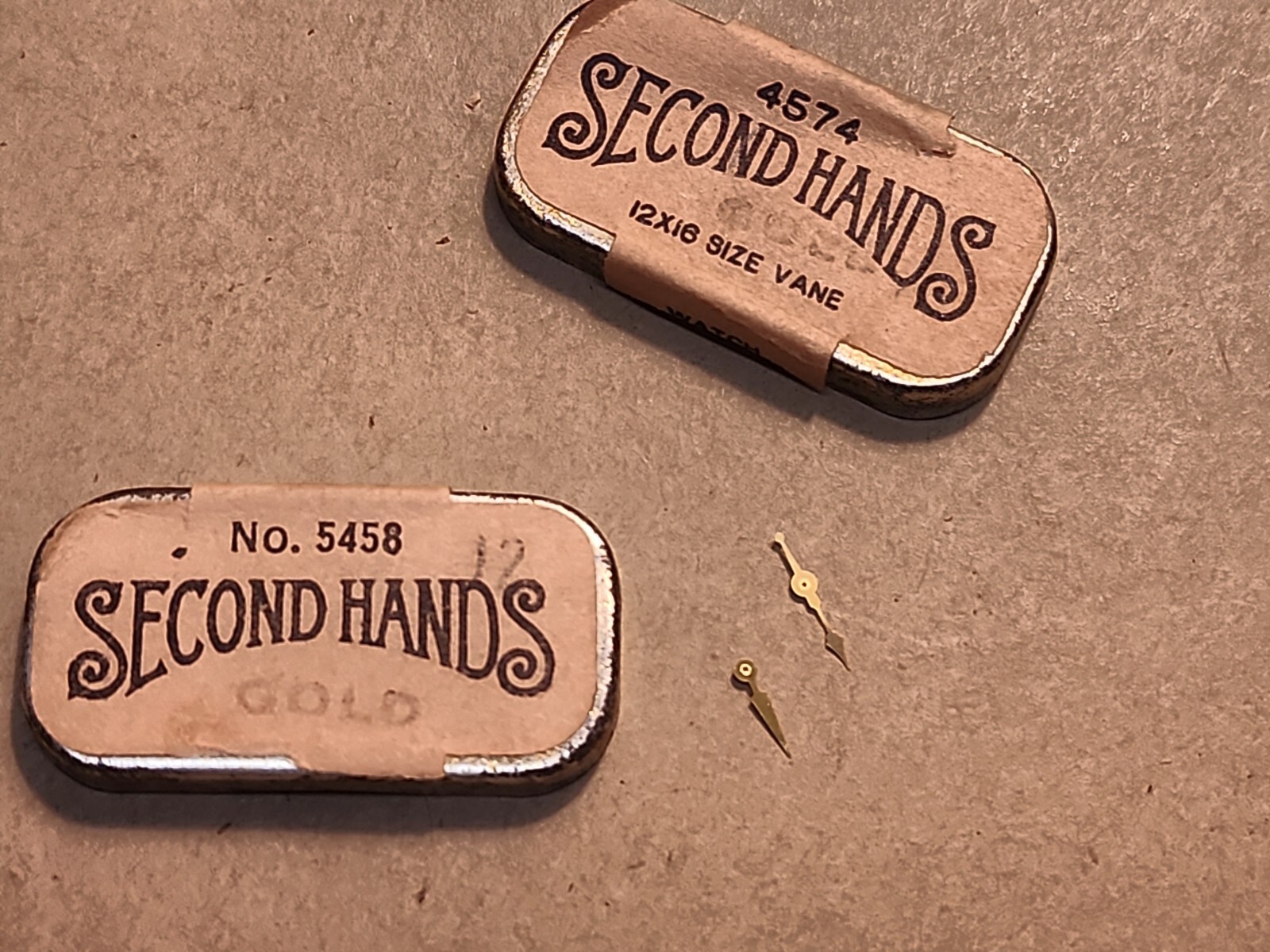 2 Original Elgin Factory NOS Gold Small Second Hands-12s & 12s-16s