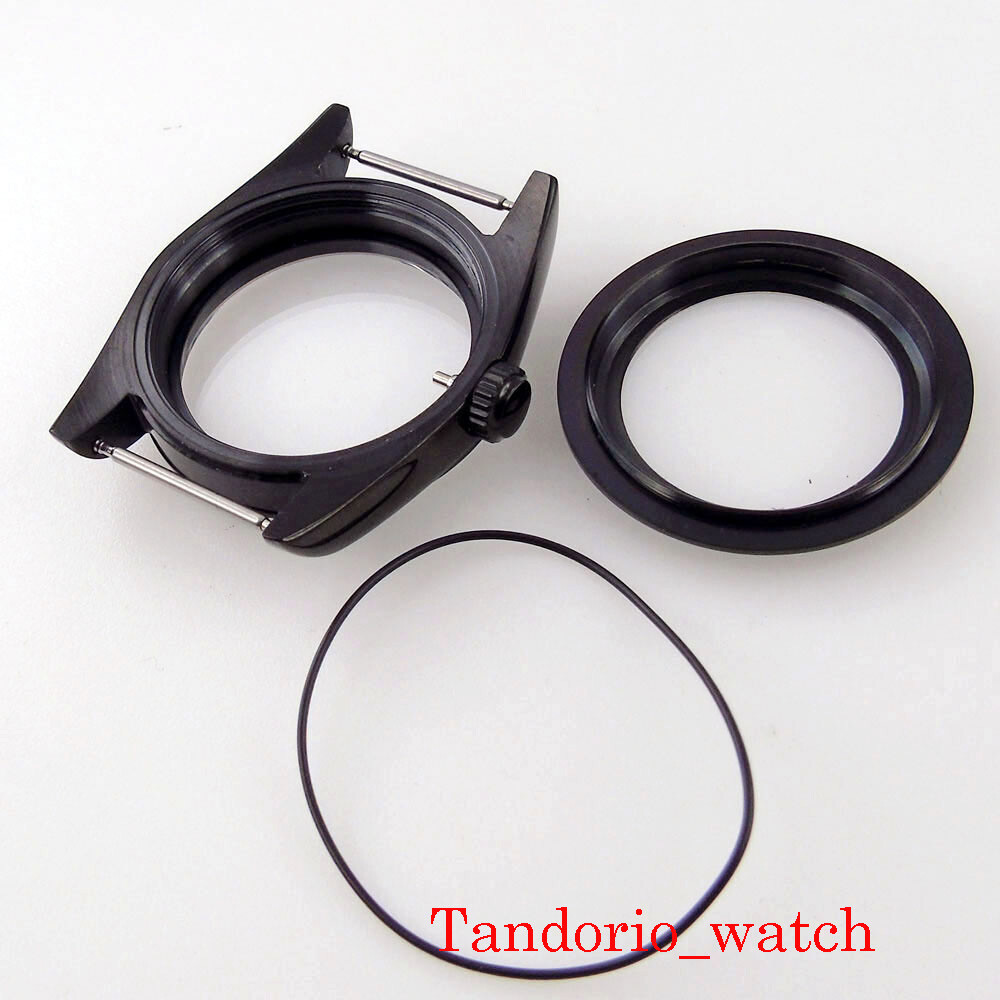 36/39mm Black PVD Coated Watch Case Sapphire Glass Fit NH34 NH35 NH36 MIYOTA8215