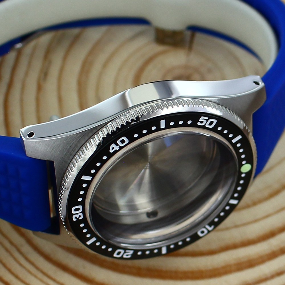 Sapphire 40mm Steel Watch Case Blue Strap Modify 62MAS Mods For Seiko NH35 34 36