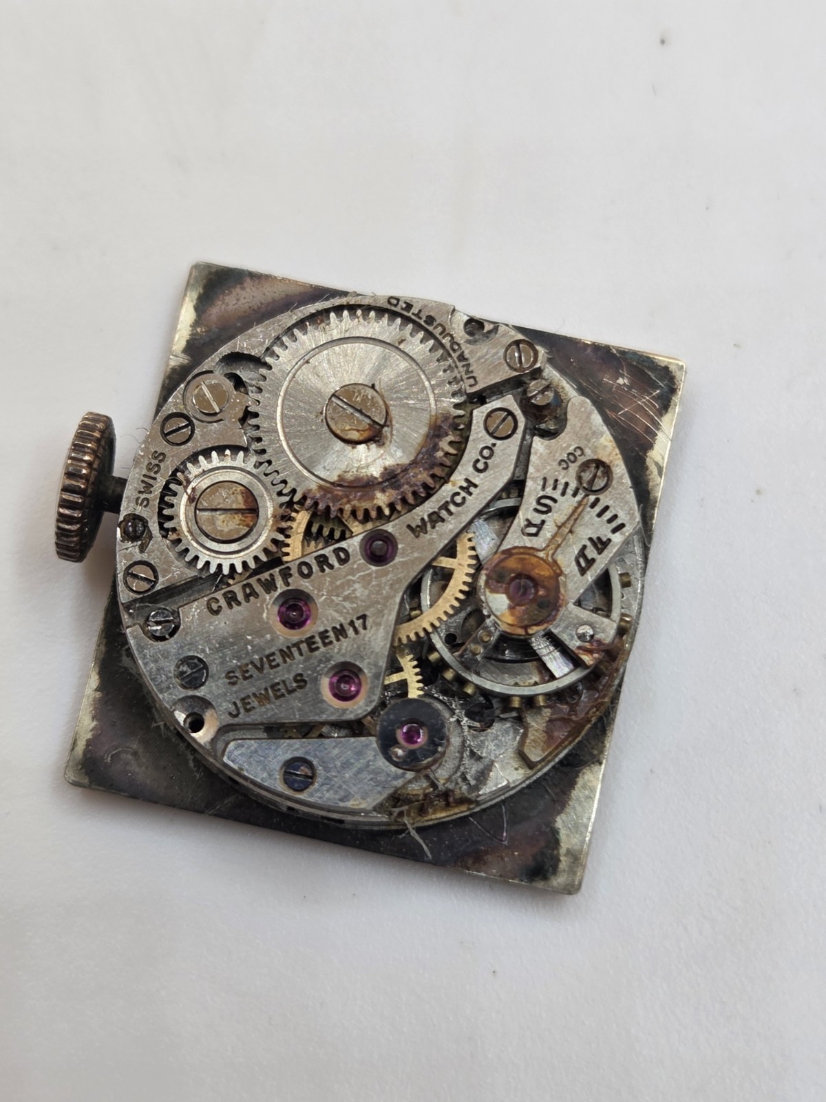 Crawford Watch Company Swiss made wind up 17 jewels watch parts SEE photos