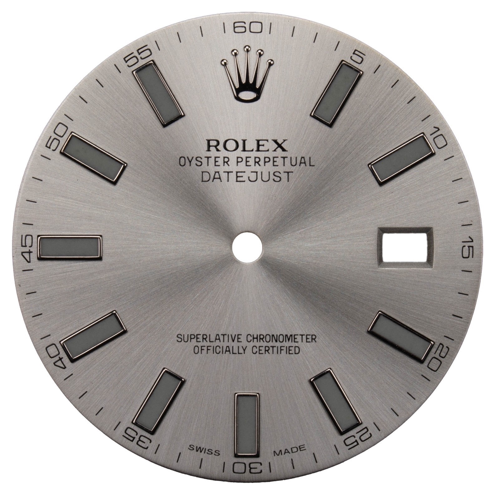 Rolex Silver Baton Markers Dial 41mm Datejust II 116334 / 116300